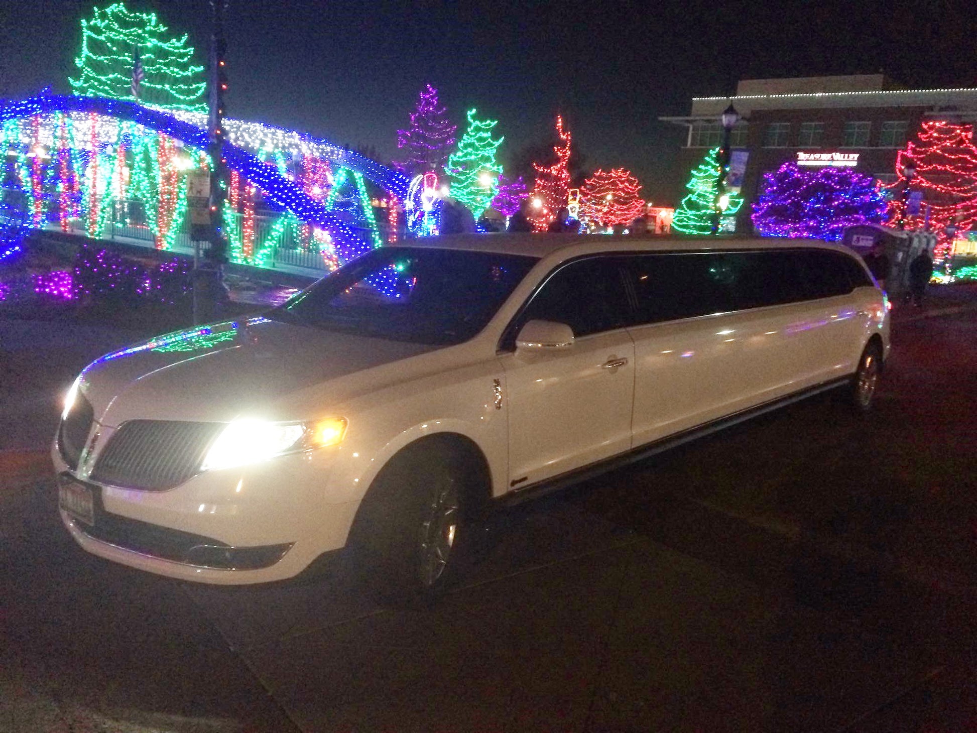 White Stretch Limo at the Lights Show